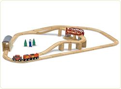 Set Trenulet din lemn cu pod pivotant