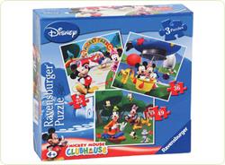 Puzzle Clubul Mickey Mouse, 3 buc. in cutie, 25/36/49 piese