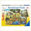 Puzzle Paudre, Zoo si animale domestice, 3x49 piese
