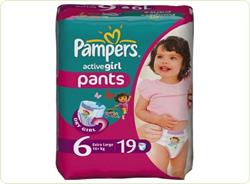 Scutece Pampers Active Girl 6 ExtraLarge Carry Pack 19 buc