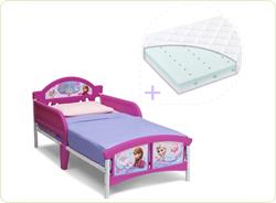 Set pat cu cadru metalic Disney Frozen si saltea pentru patut Dreamily - 140 x 70 x 10 cm