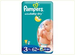 Scutece Pampers Active Baby 3 Midi Value Pack 62 buc