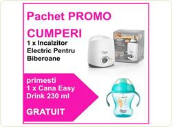 Pachet PROMO Incalzitor Electric Pentru Biberoane + Cana Easy Drink 230 ml Baieti GRATUIT