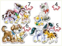 Set 4 puzzle-uri animale cu pui