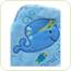 Prosop de baie 76x76 cm cu prosop mic 25x25 cm Balena albastra 