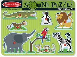 Puzzle de lemn cu sunete Animale de la Zoo